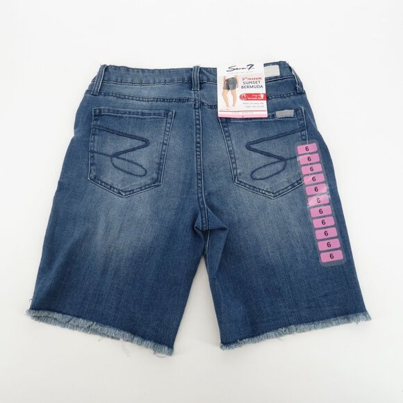 Seven7 Women's Bermuda Denim Shorts Frayed Hem Stretch Size 6 NWT $59 - Picture 1 of 5